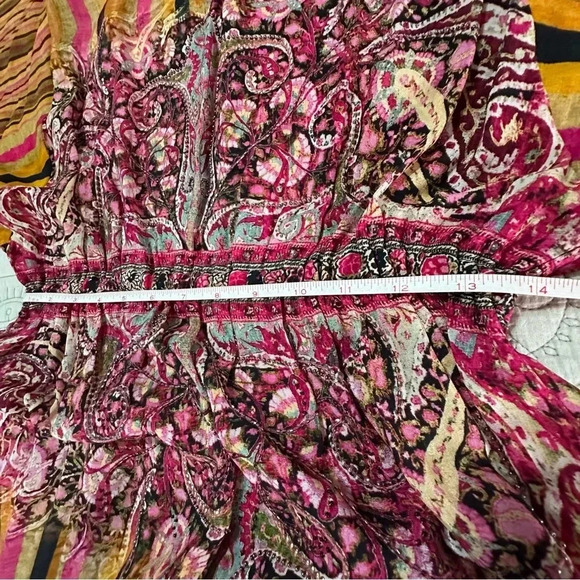 Anthropologie Tanvi Kedia Sunpass Beaded Dress Size M Rayon Pink Orange - Picture 12 of 13